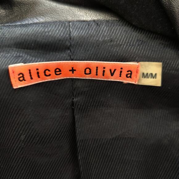 Alice + Olivia Black Lambskin Moto Jacket SZ M - Picture 4 of 5